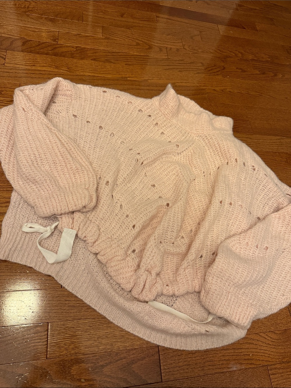 Free People Pale Pink Knit Cowl Sweater s